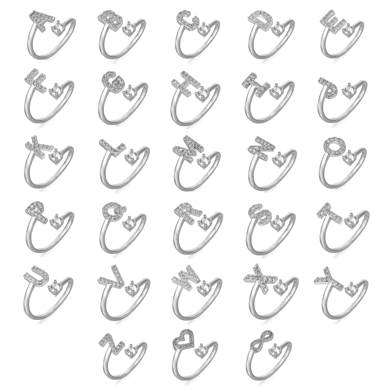 Zirconium ring with letters