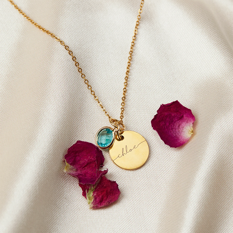 Custom name necklace with birthstone