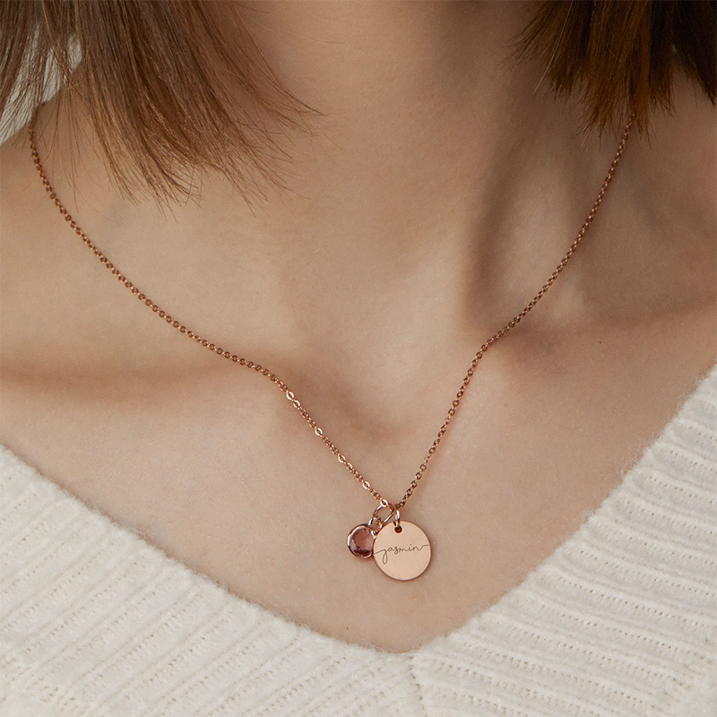 Custom name necklace with birthstone