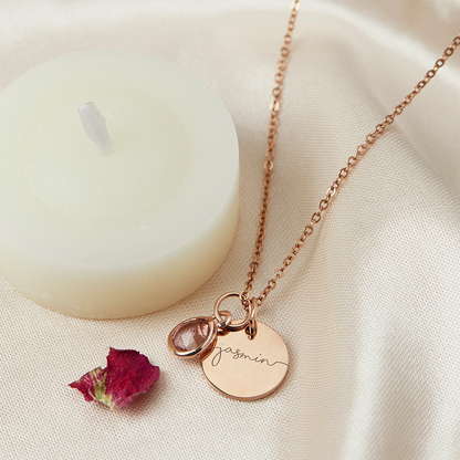 Custom name necklace with birthstone