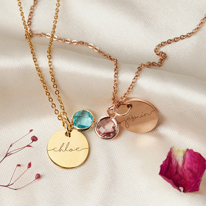 Custom name necklace with birthstone