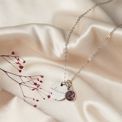 Custom name necklace with birthstone