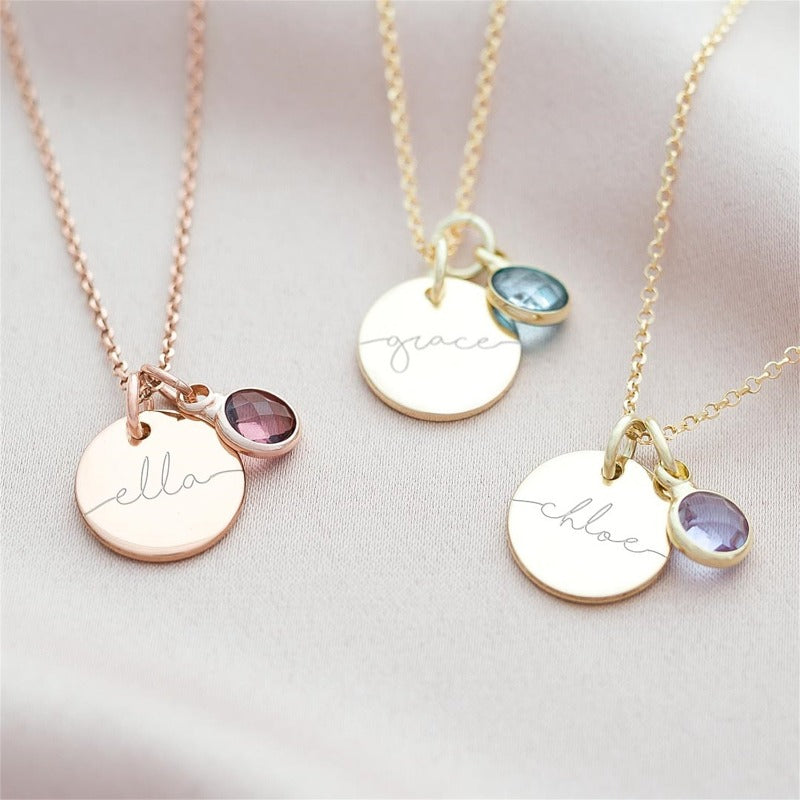 Custom name necklace with birthstone