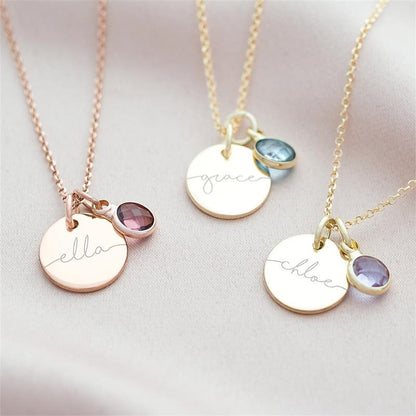 Custom name necklace with birthstone