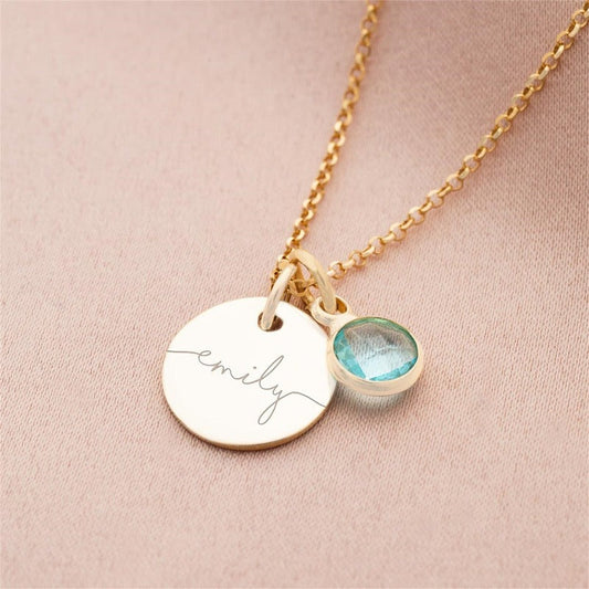 Custom name necklace with birthstone