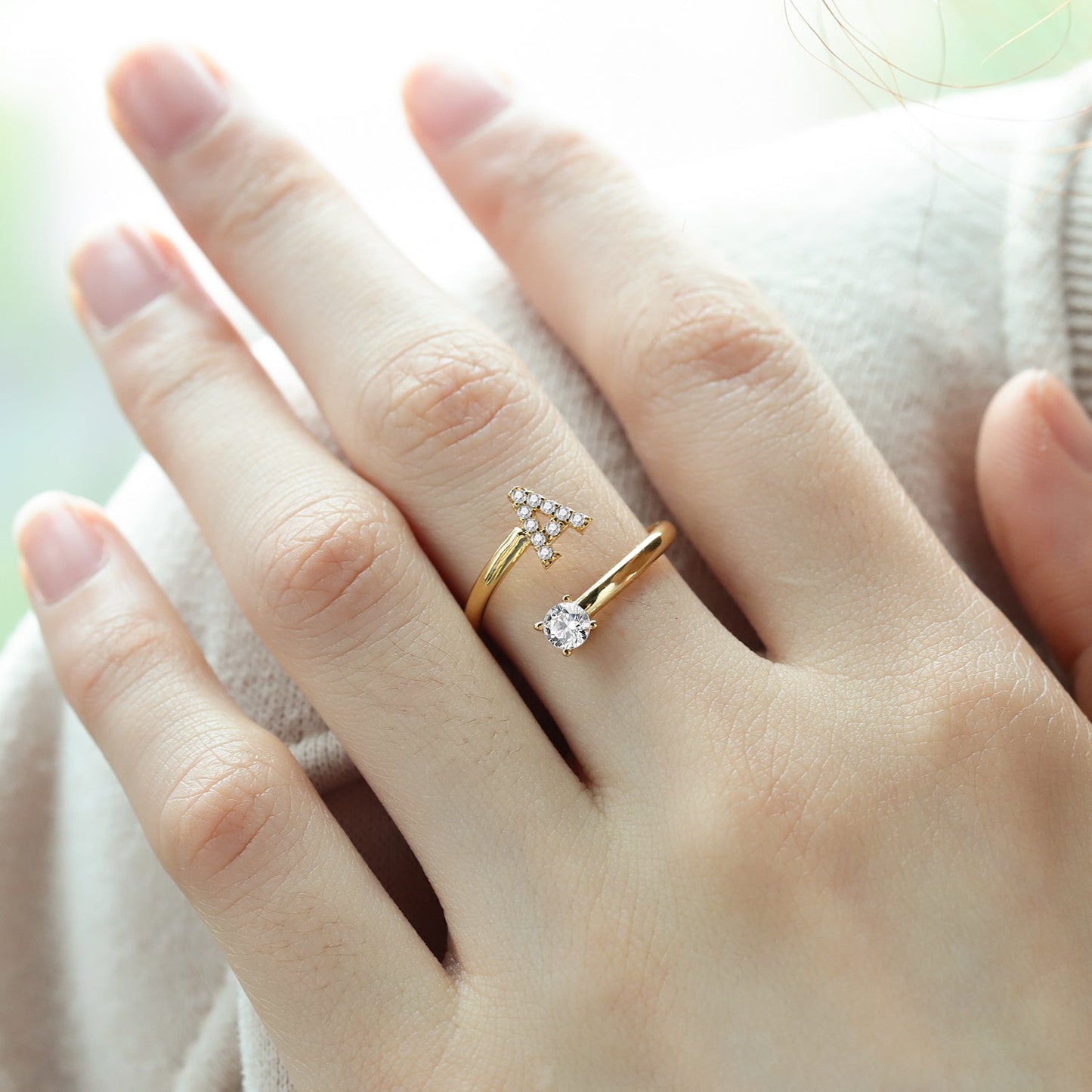 Zirconium ring with letters