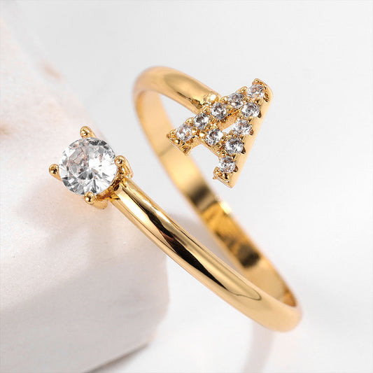 Zirconium ring with letters