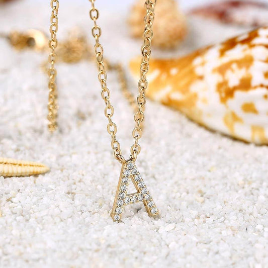 Zirconia letter necklace