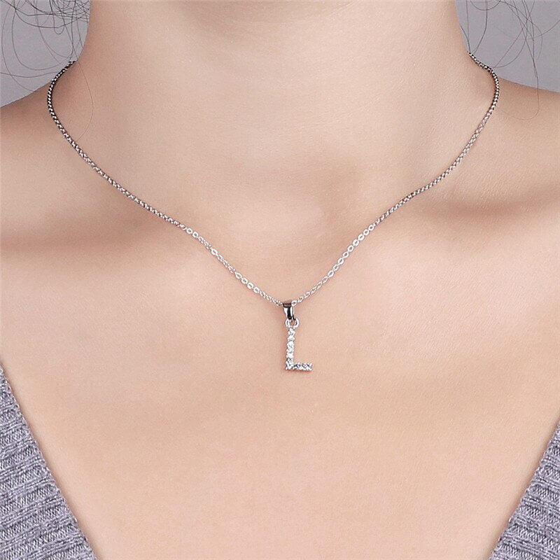 Zirconia letter necklace