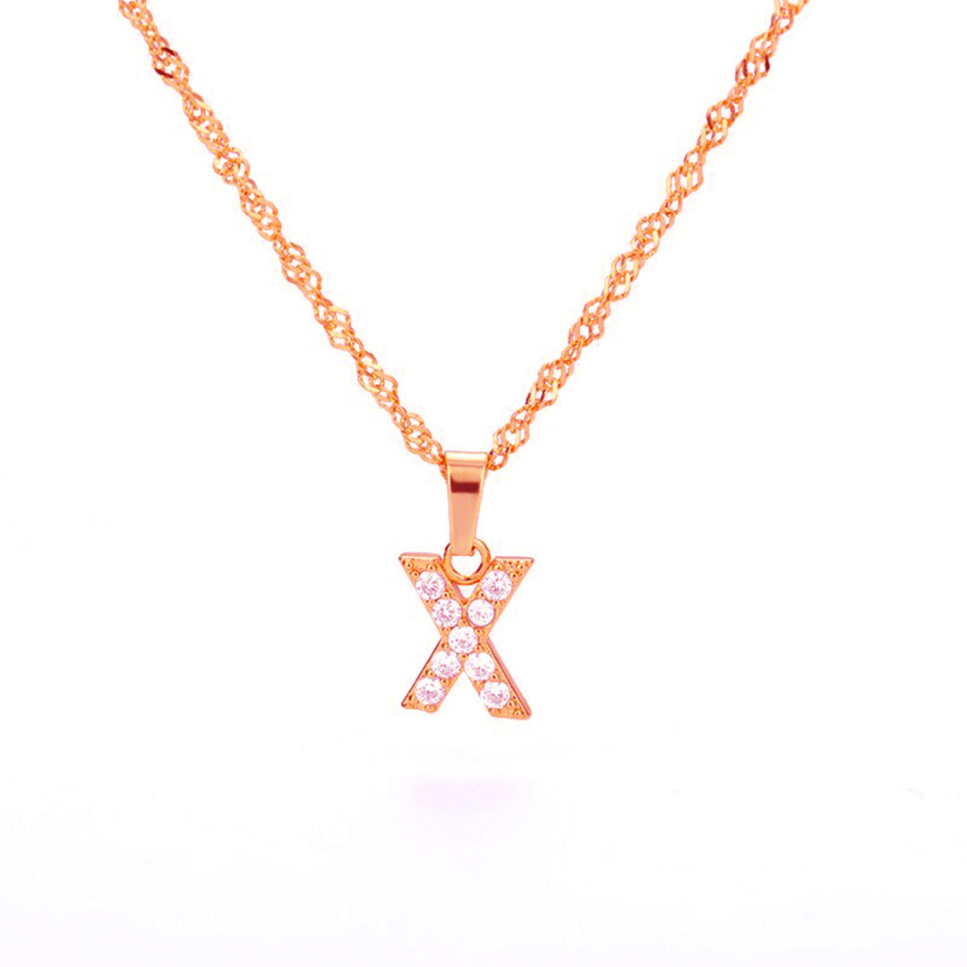 Zirconia letter necklace