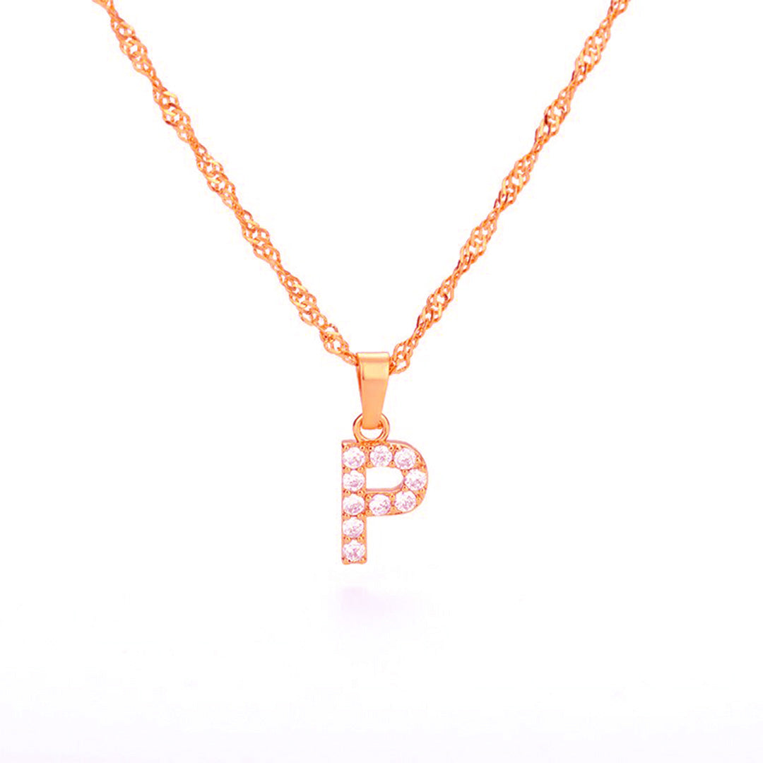 Zirconia letter necklace