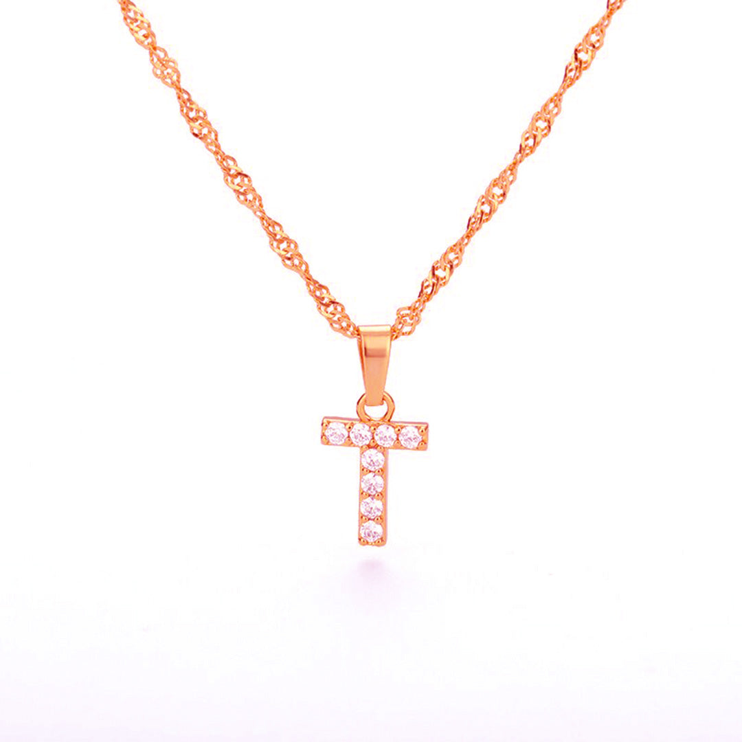 Zirconia letter necklace