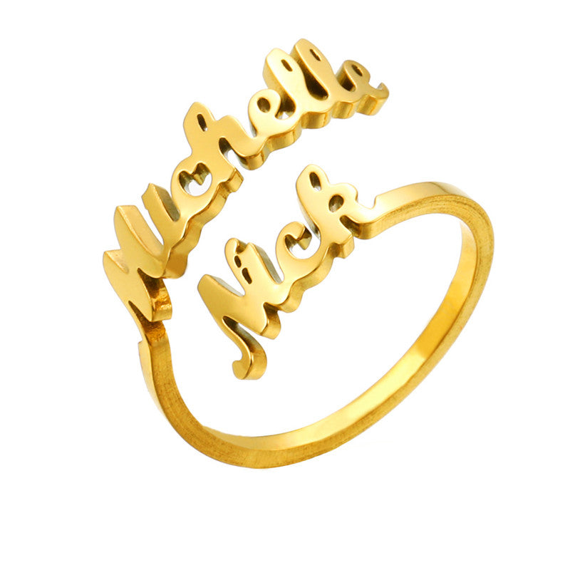 Custom ring with 2 names for couples/best friends