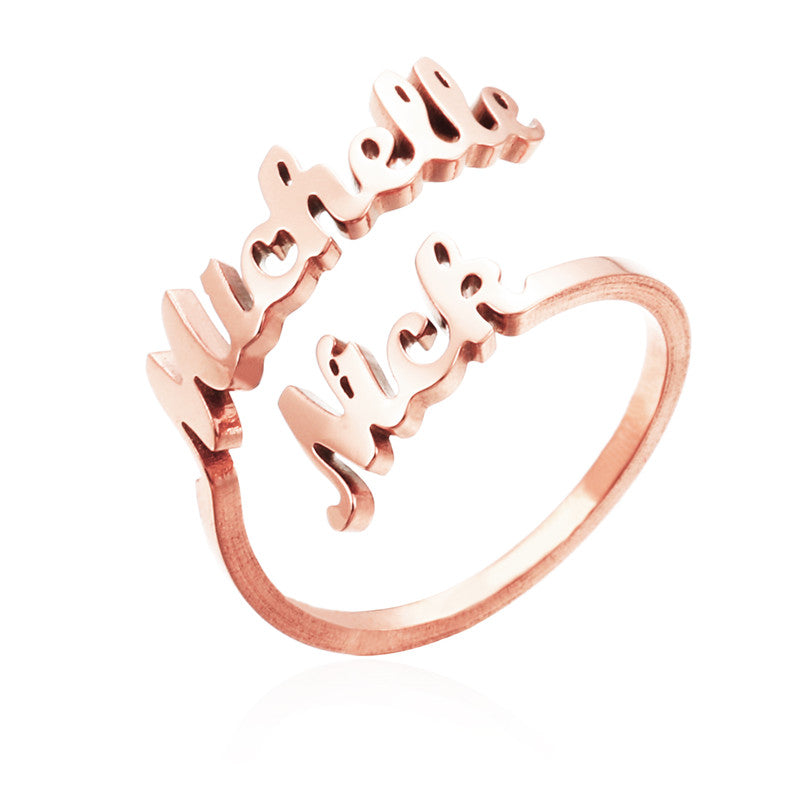 Custom ring with 2 names for couples/best friends