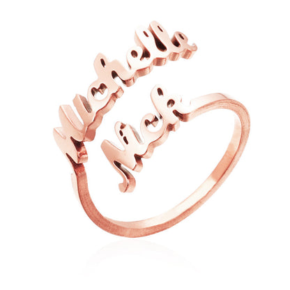 Custom ring with 2 names for couples/best friends