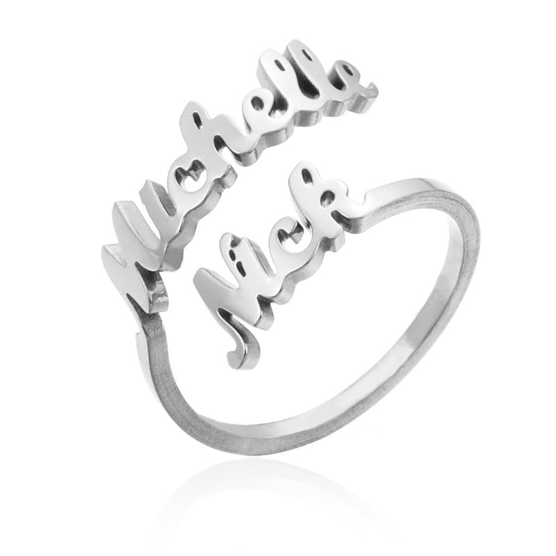 Custom ring with 2 names for couples/best friends