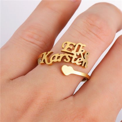 Custom ring with 2 names for couples/best friends
