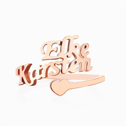 Custom ring with 2 names for couples/best friends