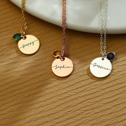 Custom name necklace with birthstone