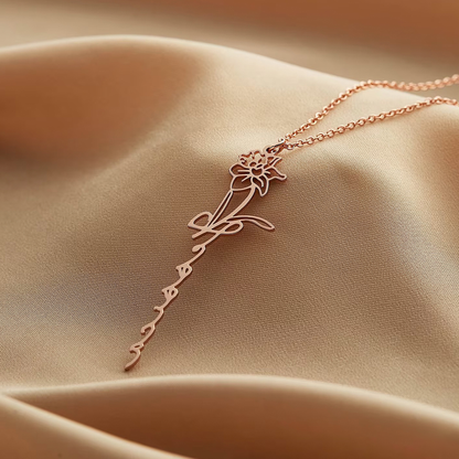 Birth flower name necklace
