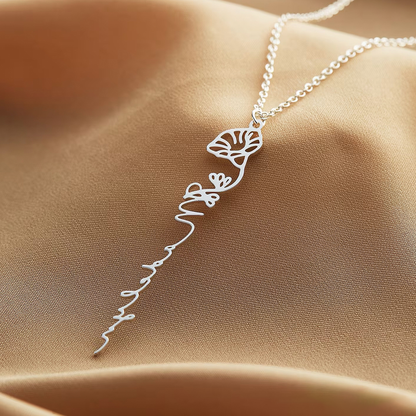 Birth flower name necklace