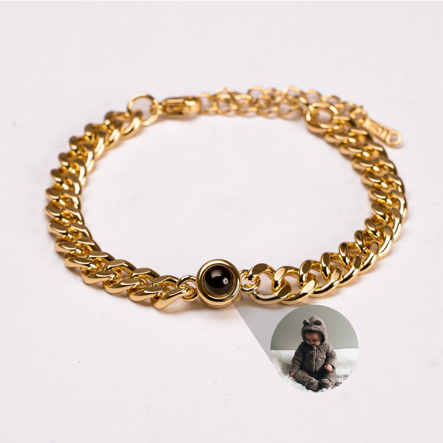 Personalised photo bracelet with your photo - Cuban chain