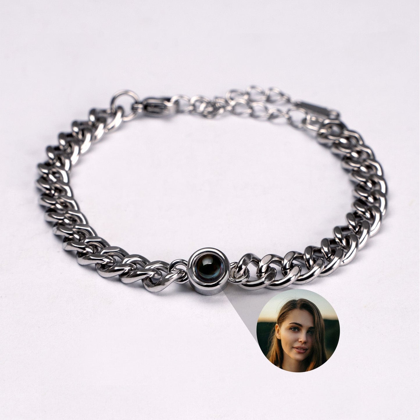 Personalised photo bracelet with your photo - Cuban chain