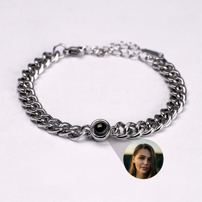 Personalised photo bracelet with your photo - Cuban chain