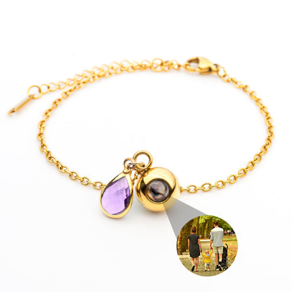 Personalised photo bracelet with your photo - Birthstone