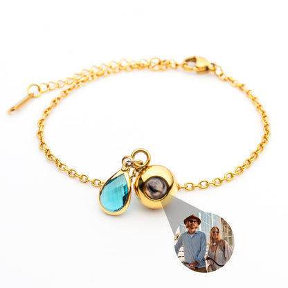 Personalised photo bracelet with your photo - Birthstone