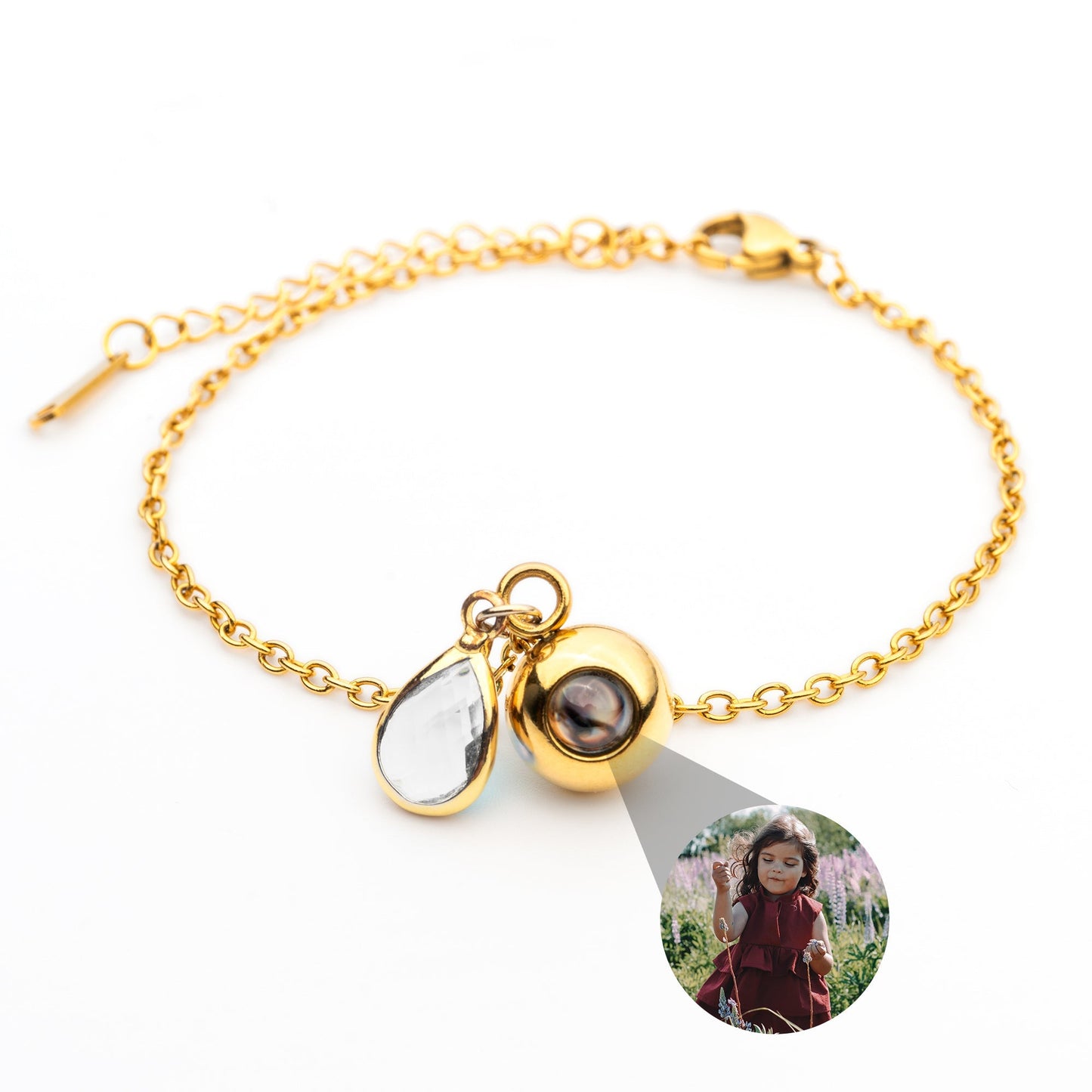 Personalised photo bracelet with your photo - Birthstone