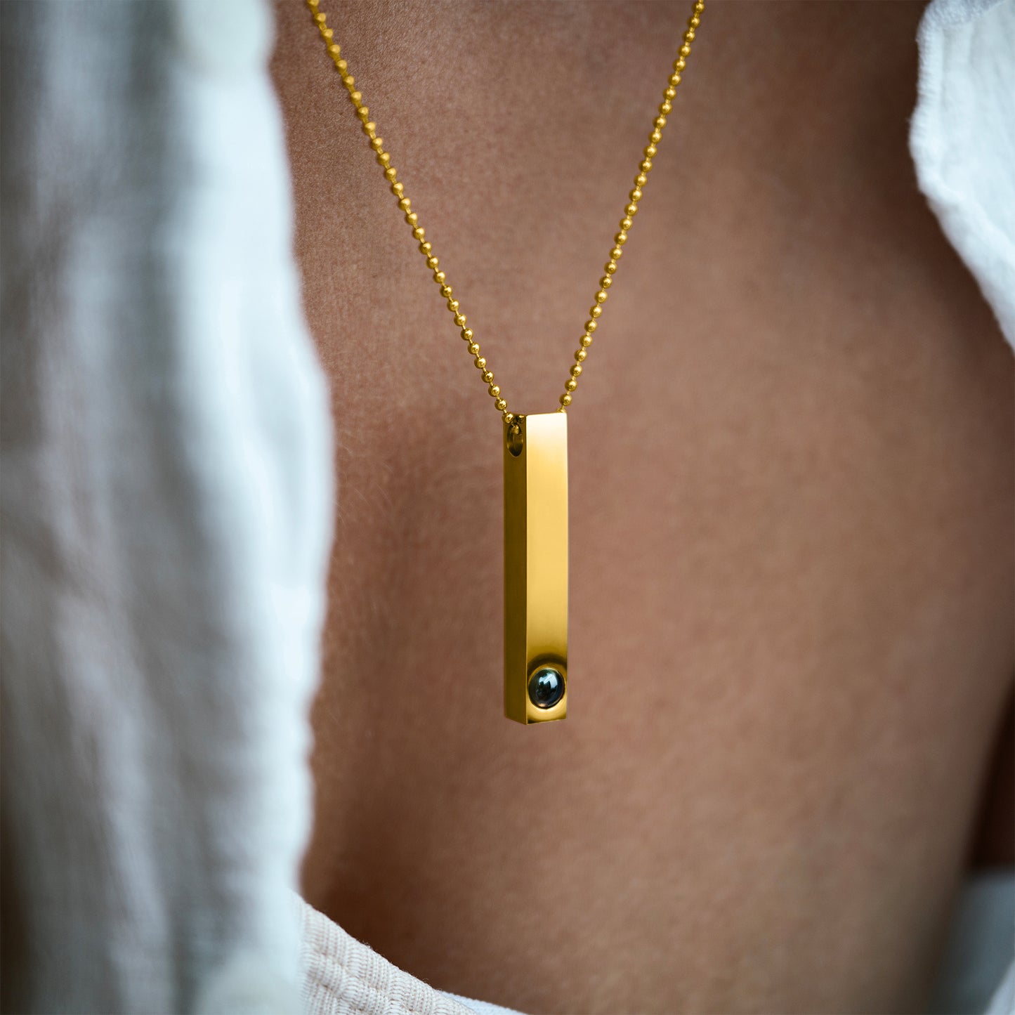 Personalised photo necklace - Bar Ballchain