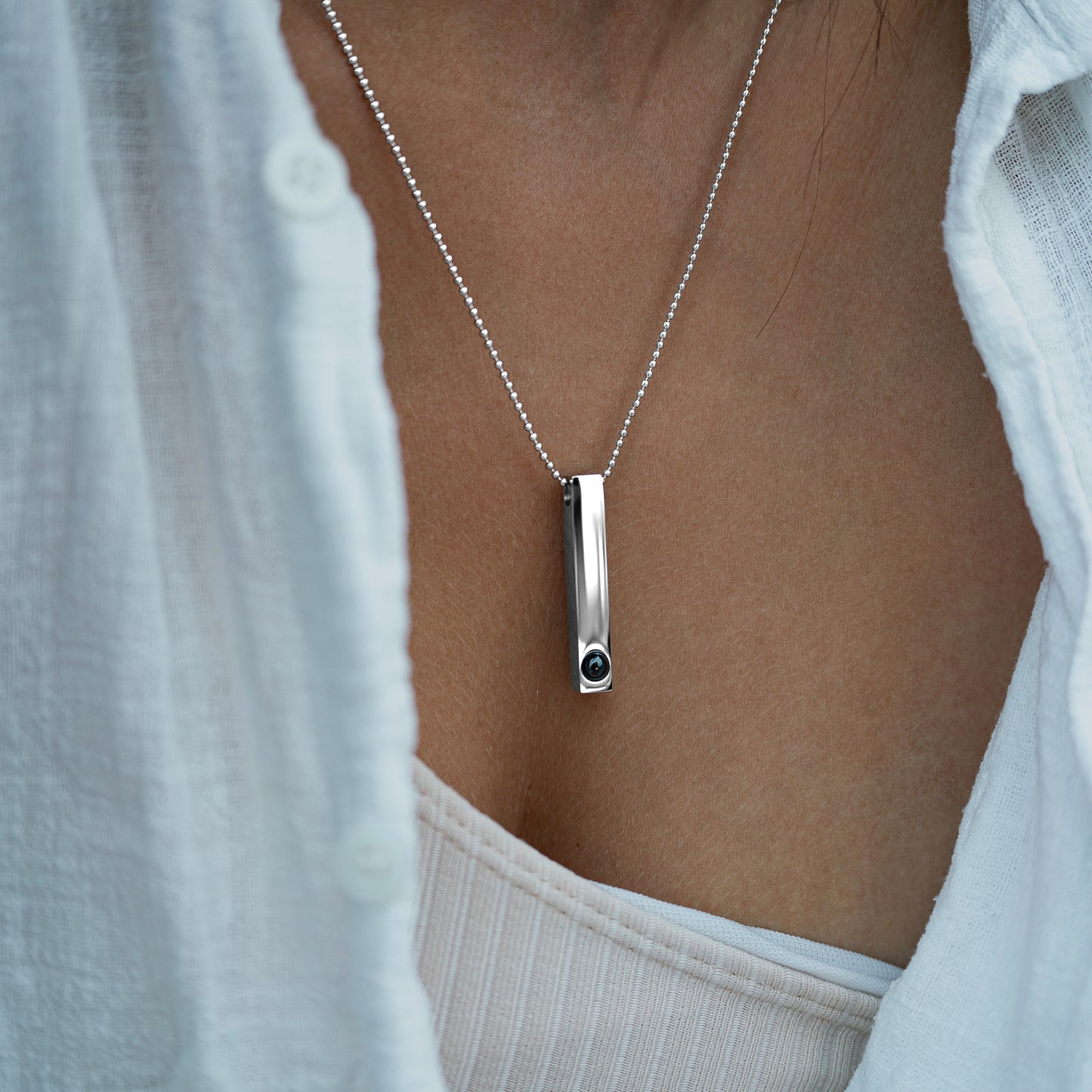 Personalised photo necklace - Bar Ballchain