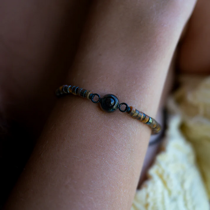 Personalised photo bracelet with your photo - Heishi Gemstone