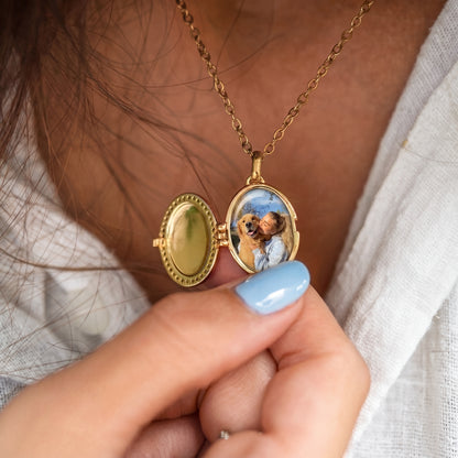 Locket Necklace with Photo - Oval