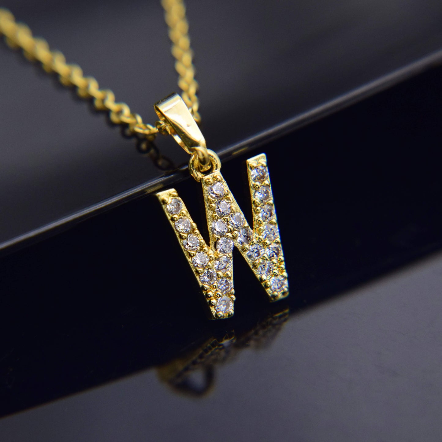 Zirconia letter necklace